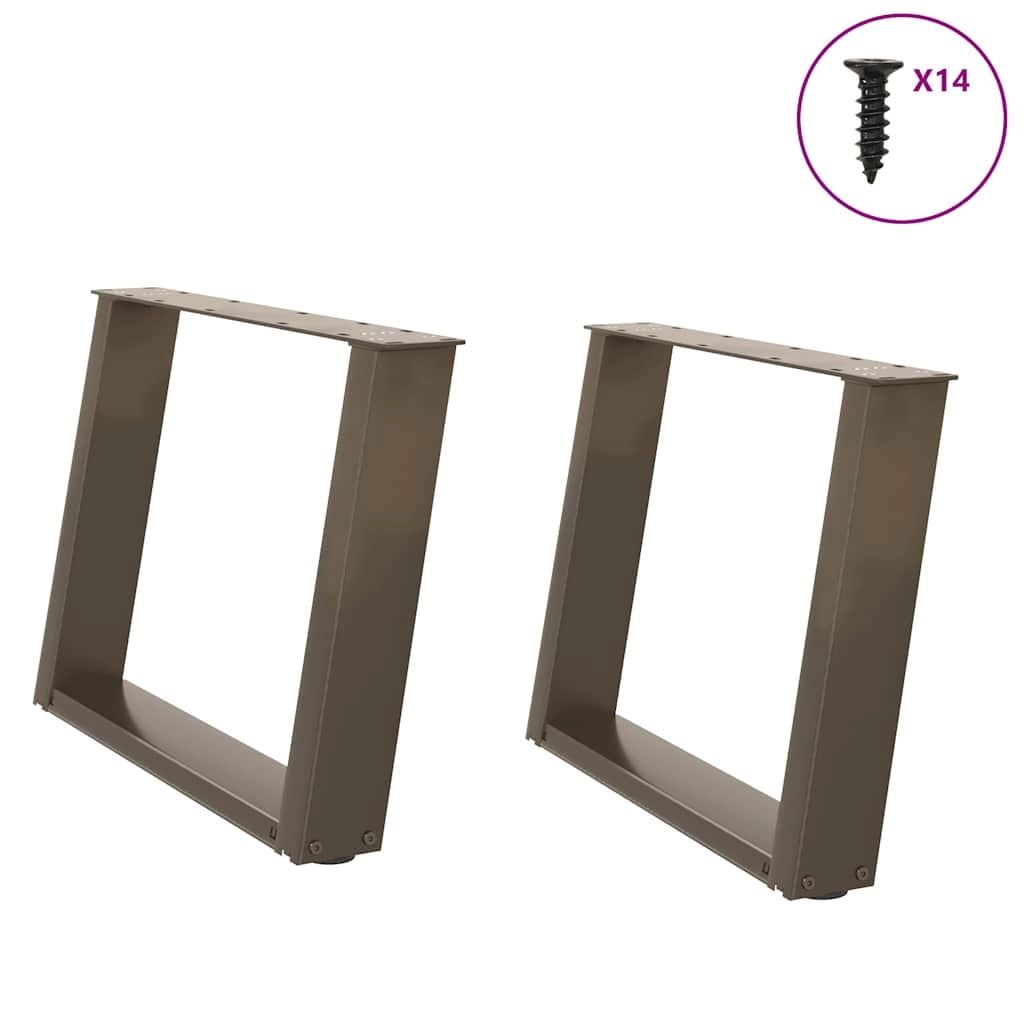 Set di 2 gambe per tavolino da caffè angolate a forma di U 60 x 42-43 cm con piedini regolabili design moderno acciaio naturale 02_0057055