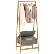 Cassettiera Pieghevole in Bamb¨´ con Cesto in Tessuto ¨C Minimal ¨C Grigio 60x44,5x157,5 cm