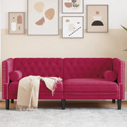 Divano Chesterfield con Rinforzi 2 Posti Rosso Vino in Velluto