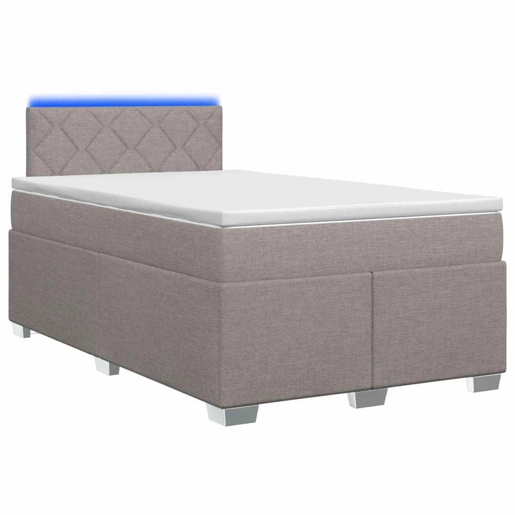 Letto con Box Spring, Materasso e LED Tortora 120 x 200 cm 3451928