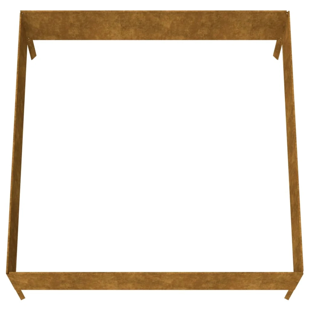 Fioriera rialzata per piante fiori patio giardino 100 x 100 x 41 cm acciaio corten marrone 02_0039291