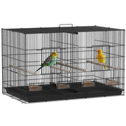 Gabbia per Uccelli con Divisorio e Ripiano ¨C zephmum ¨C Nero, Acciaio e PP, 94x57x57 cm