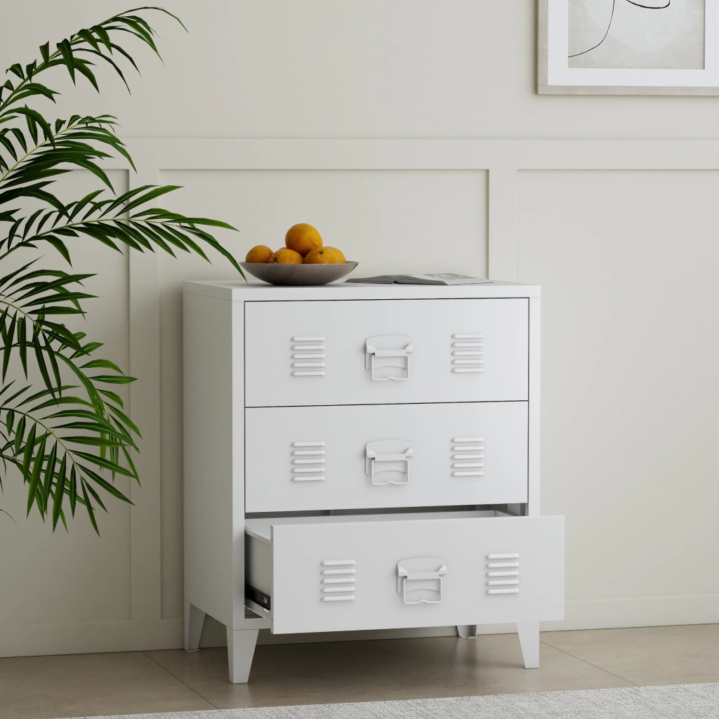 Cassettiera Hämeenlinna in Acciaio 72 x 60 x 40 cm Bianco [en.casa]
