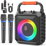 Macchina Karaoke con Microfoni Senza Fili - Altoparlante Bluetooth Portatile per Feste