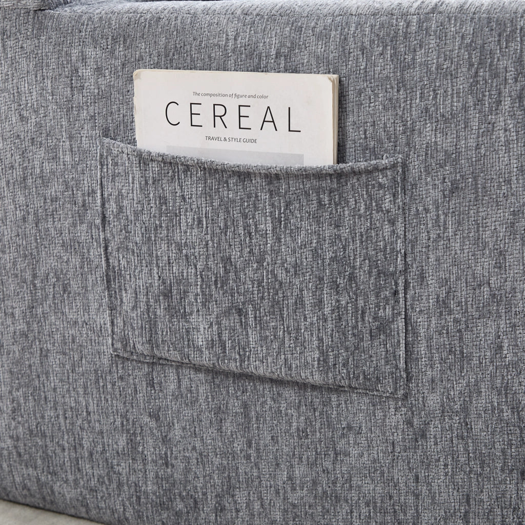 Divano convertibile in tessuto con cuscini, grigio, 68 x 45,5 x 68 cm
