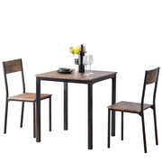 Set tavolo cucina e sedie con 1 tavolo e 2 sedie salvaspazio in MDF e metallo marrone per cucina e balcone