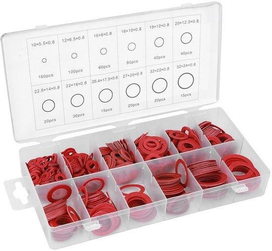 Vulkanfiber Dichtimenti - 600 Stuks - Alta Isolazione - Rosso - Dichtimenti Robusti - Adatto a Diverse Applicazioni - 23 x 10 x 3 cm