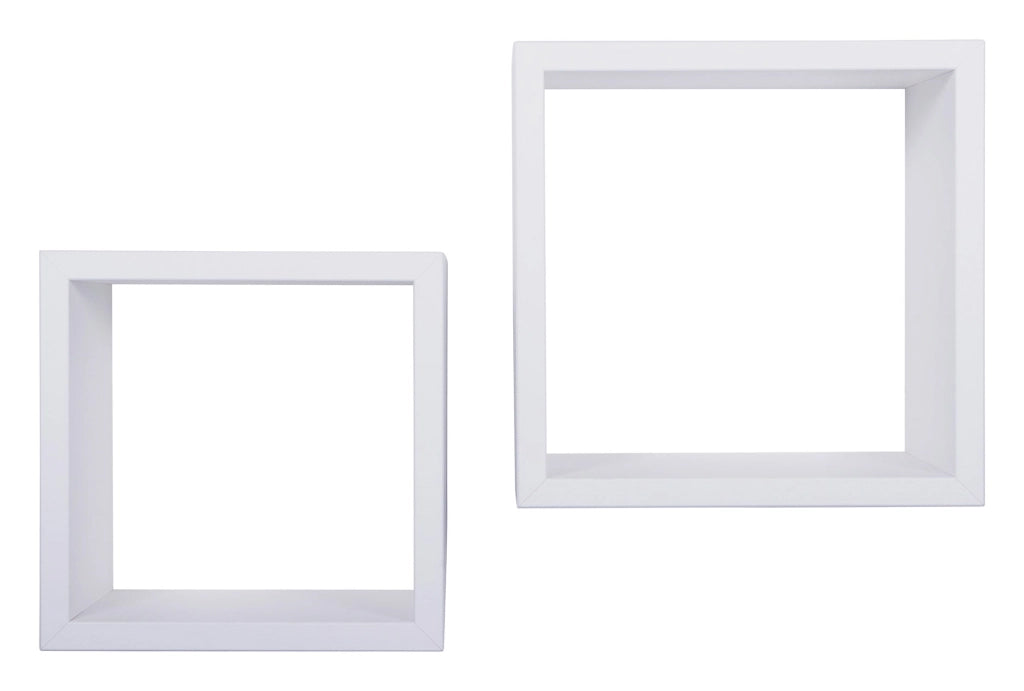 Set 2 Mensole Cubo da Parete Quadrato in Fibra di Legno Q-Bis Maxi Bianco