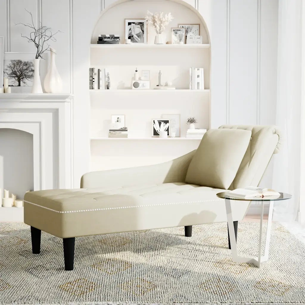 Sdraio con Cuscino e Bracciolo Destro in Velluto Crema CFW5847651