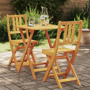 Set Bistro Pieghevole da 3 Pezzi in Legno Massello di Acacia