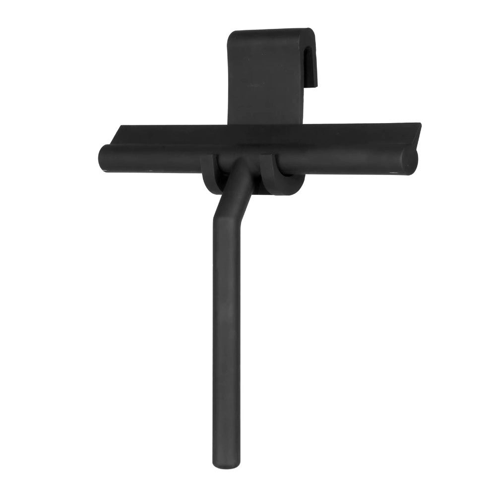 Trade Shop - Set 3pz Tergivetro Per Doccia Gancio Doppio Per Porta Box Appendino Adesivo Nero 87833 -