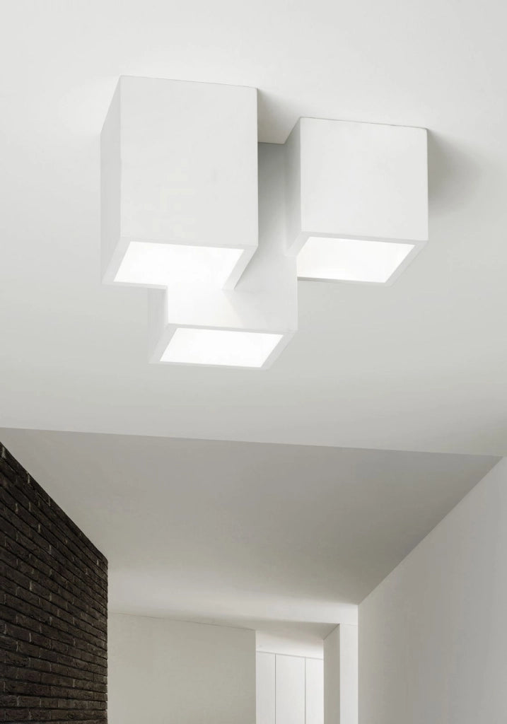 HERAEA lampada da soffitto a 3 Luci in gesso bianco attacco GU10 19x24cm