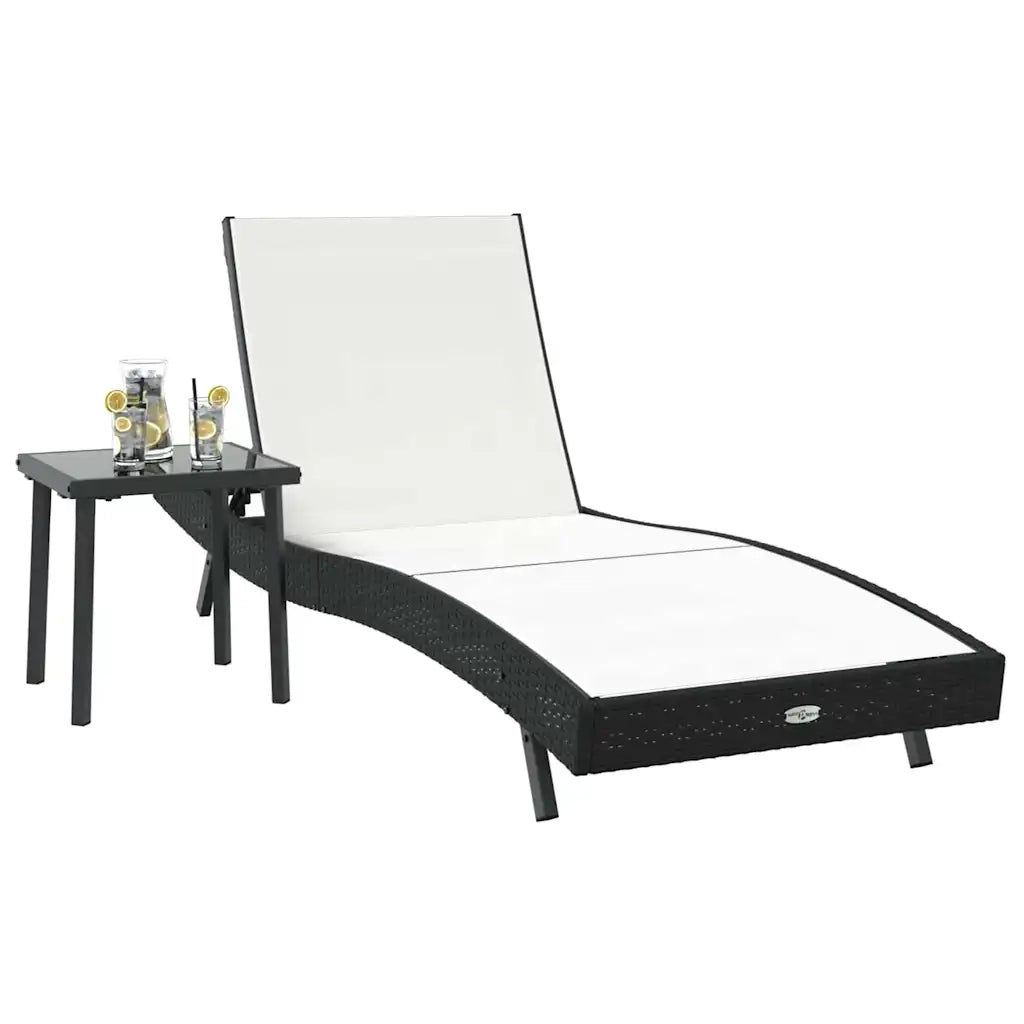Lettino da sole 2 pcs Nero e Bianco polyrattan