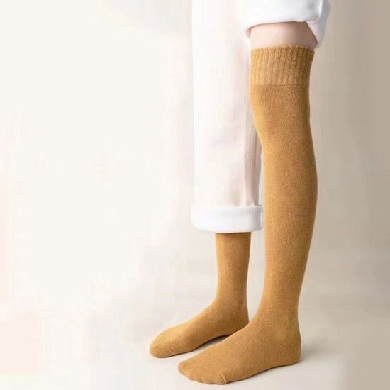 Due paia di calze invernali per donne, calze di cotone, calze di cotone soffici, calze di cotone per uso quotidiano, calze di cotone per rollenspel - rosso granato + zenzero