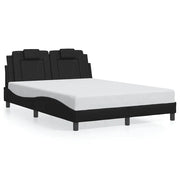 Letto matrimoniale | Letto per adulti | Giroletto Viana senza Materasso Nero 140x190 cm in Similpelle