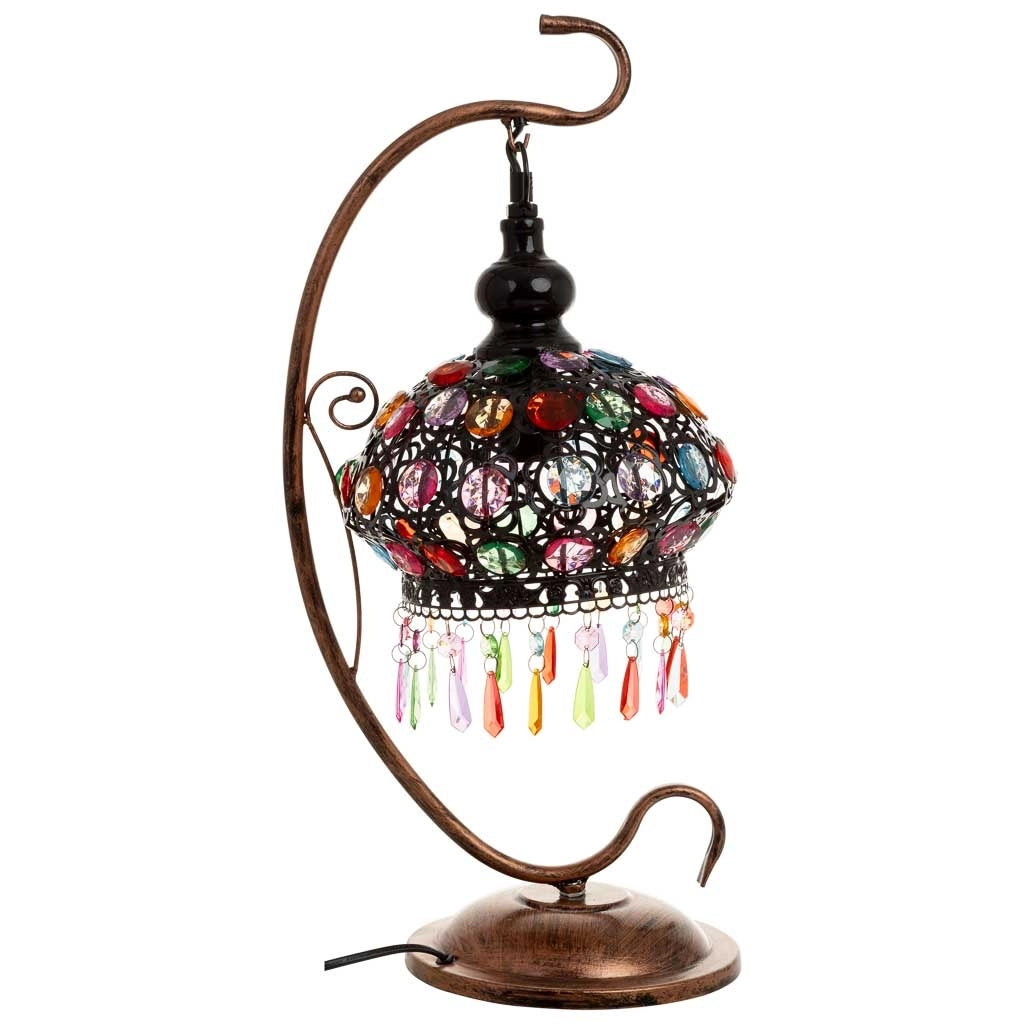 Lampada in metallo con perline in cristallo acrilico 27x22x55h cm