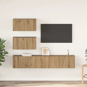 Set mobile TV 4 pz-Set di 4 Credenza per TV Rovere artigianale Legno multistrato 174219