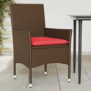 Sedie da Giardino con Cuscini 2 pz Marroni in Polyrattan