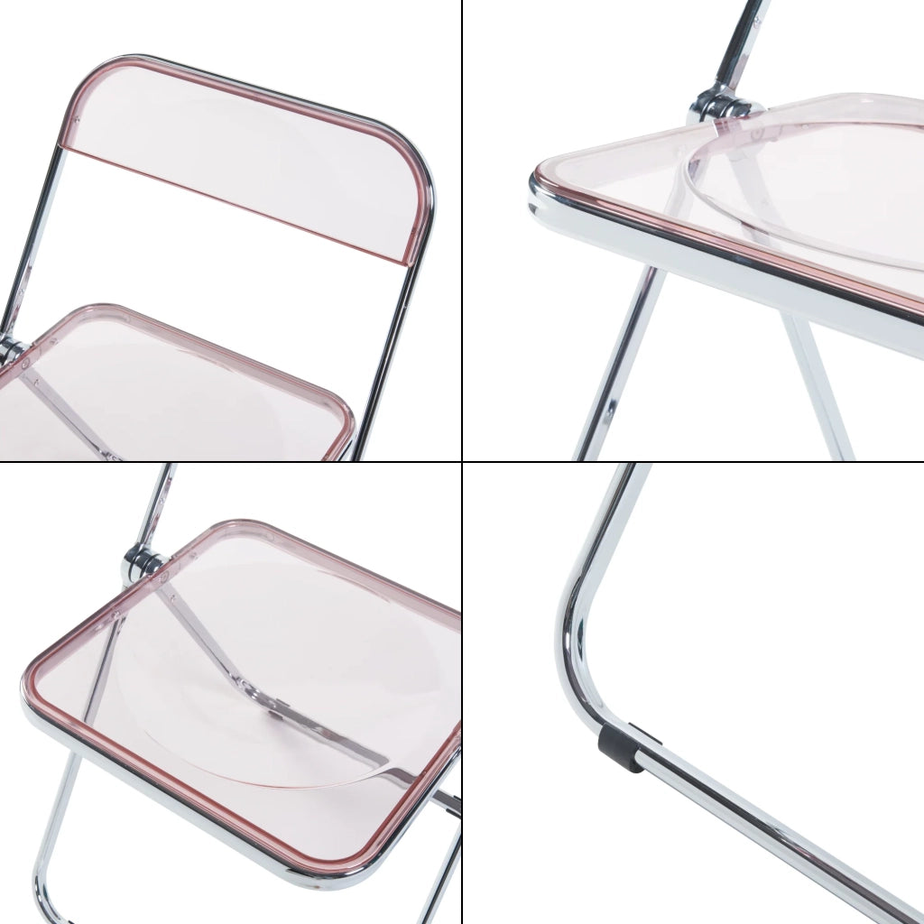 Set di 6 sedie pieghevoli 74 x 46 x 47 cm rosa trasparente 03_0009907