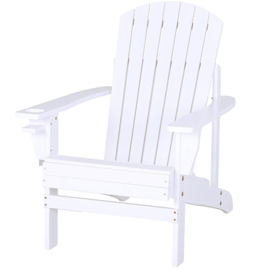EasyComfort Sedia da Giardino Adirondack in Legno Bianco, Con Porta Bicchieri, Impermeabile e Anti-Muffa, 97x72.5x93cm