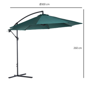 EASYCOMFORT  Ombrellone Decentrato in Metallo, verde, 3m