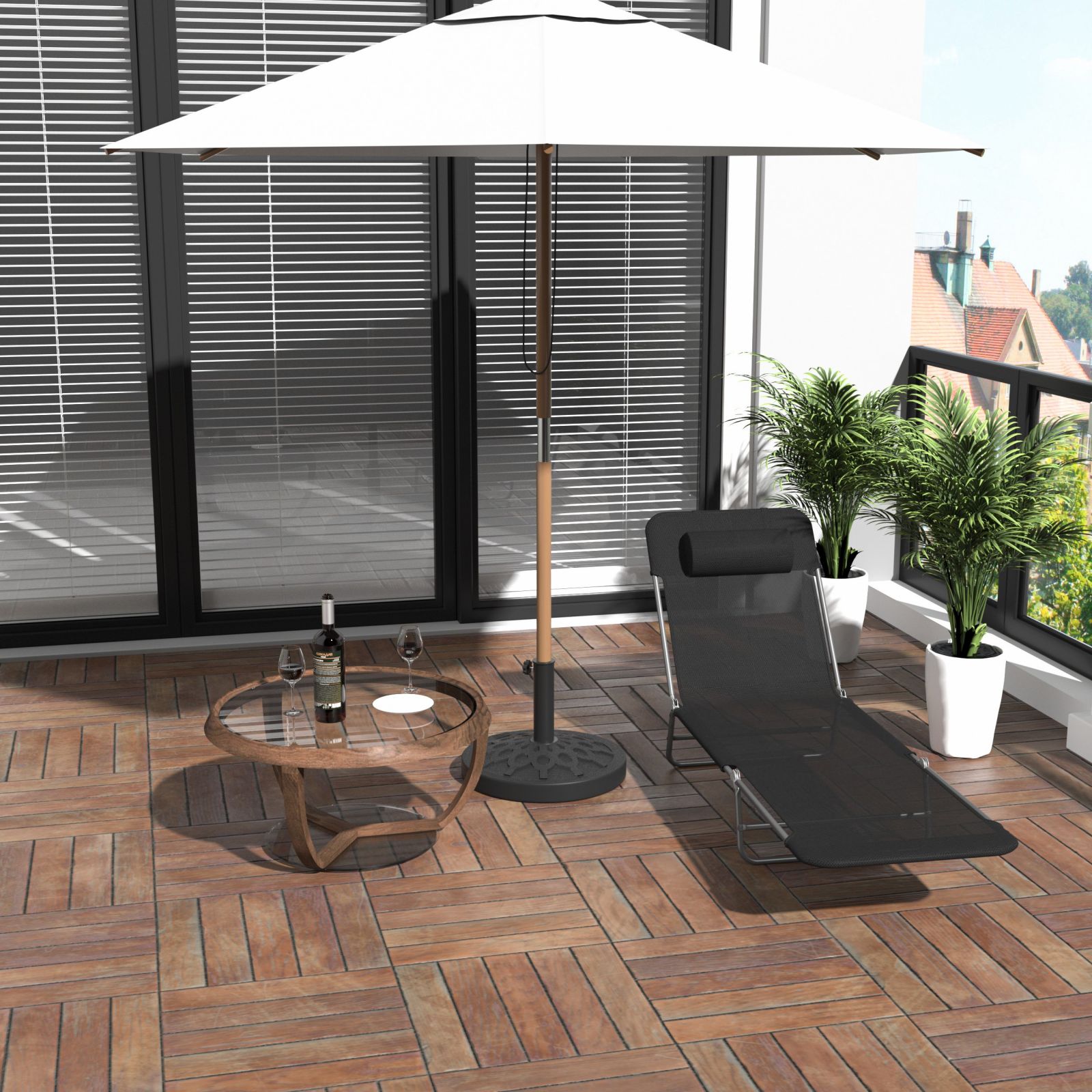 Easycomfort Lettino Prendisole Pieghevole con Schienale Reclinabile e Cuscino, 182x56x24.5cm