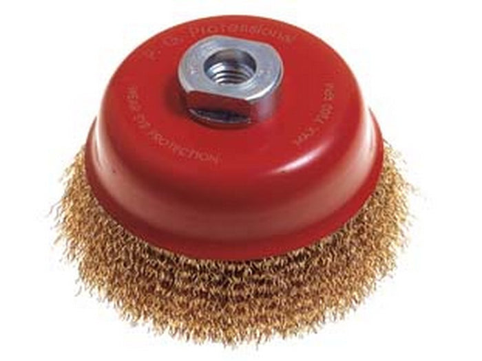 1blister spazzola a tazza fili acciaio per smerigliatrice - ? mm.100 foro filettato14 ma pg 485.50 cod:ferx.fer86219