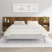 Testiera Letto con Comodini-Testiera con Contenitore Rovere Fumo in Legno Multistrato 948611