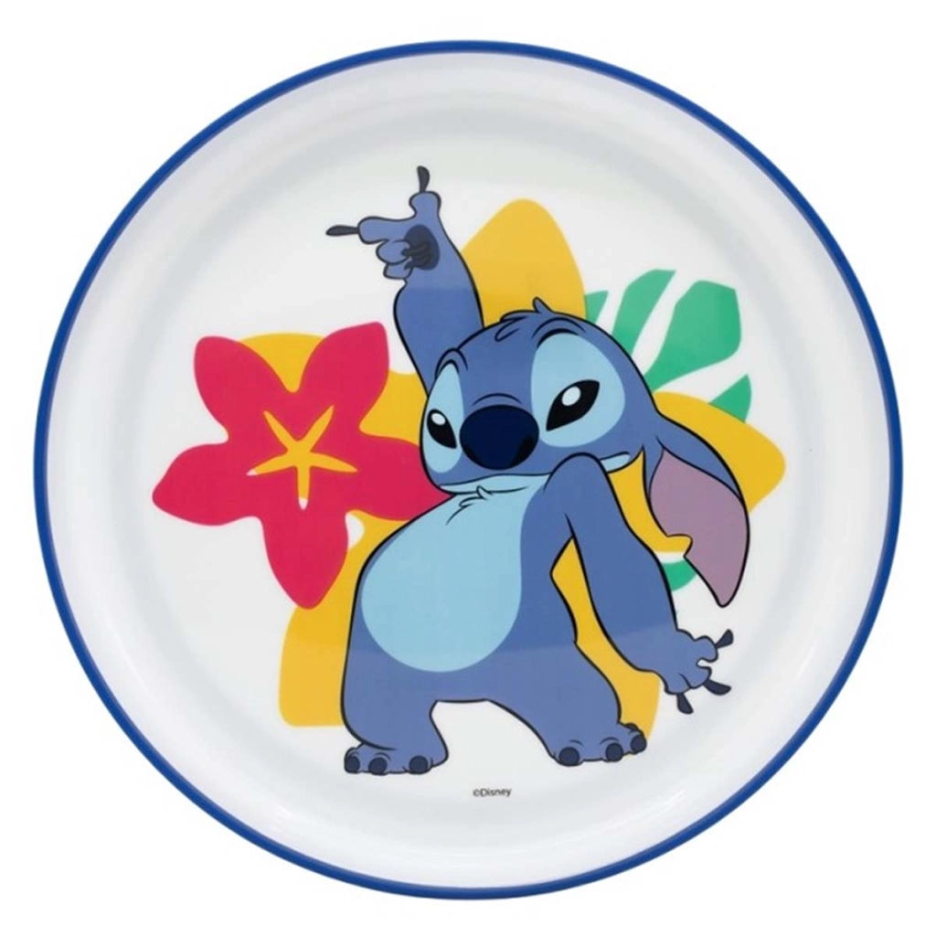 Set 5 Pezzi Stoviglie Stitch per Bambini Antiscivolo e Microondabili Bianco / Blu Disney