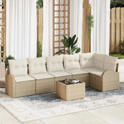 Set Divano da Giardino 7 pcs Beige polyrattan 3346071
