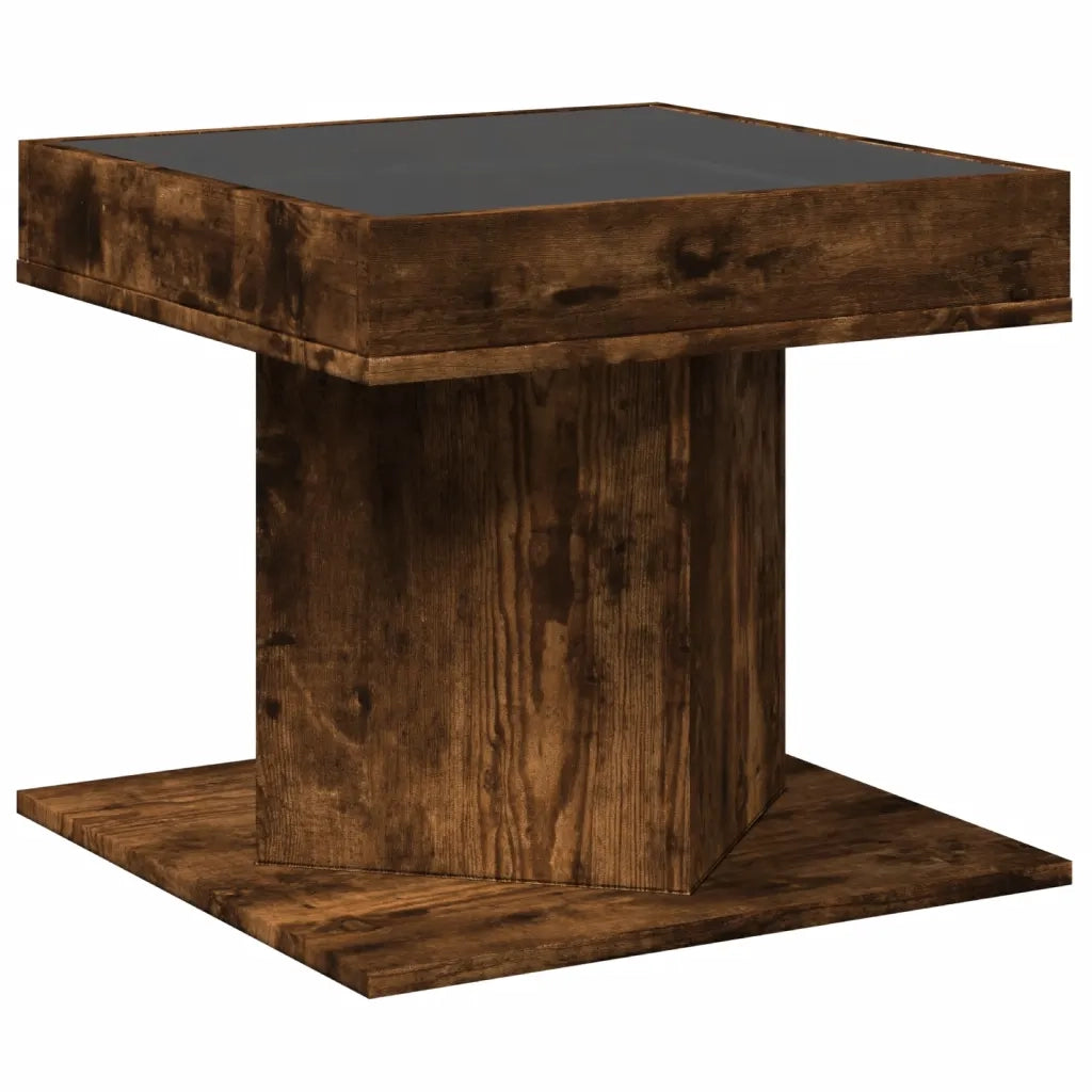 Tavolino salotto | Tavolino da caff¨¨ | Tavolino da Soggiorno con LED Rovere Fumo 50x50x45 cm Multistrato