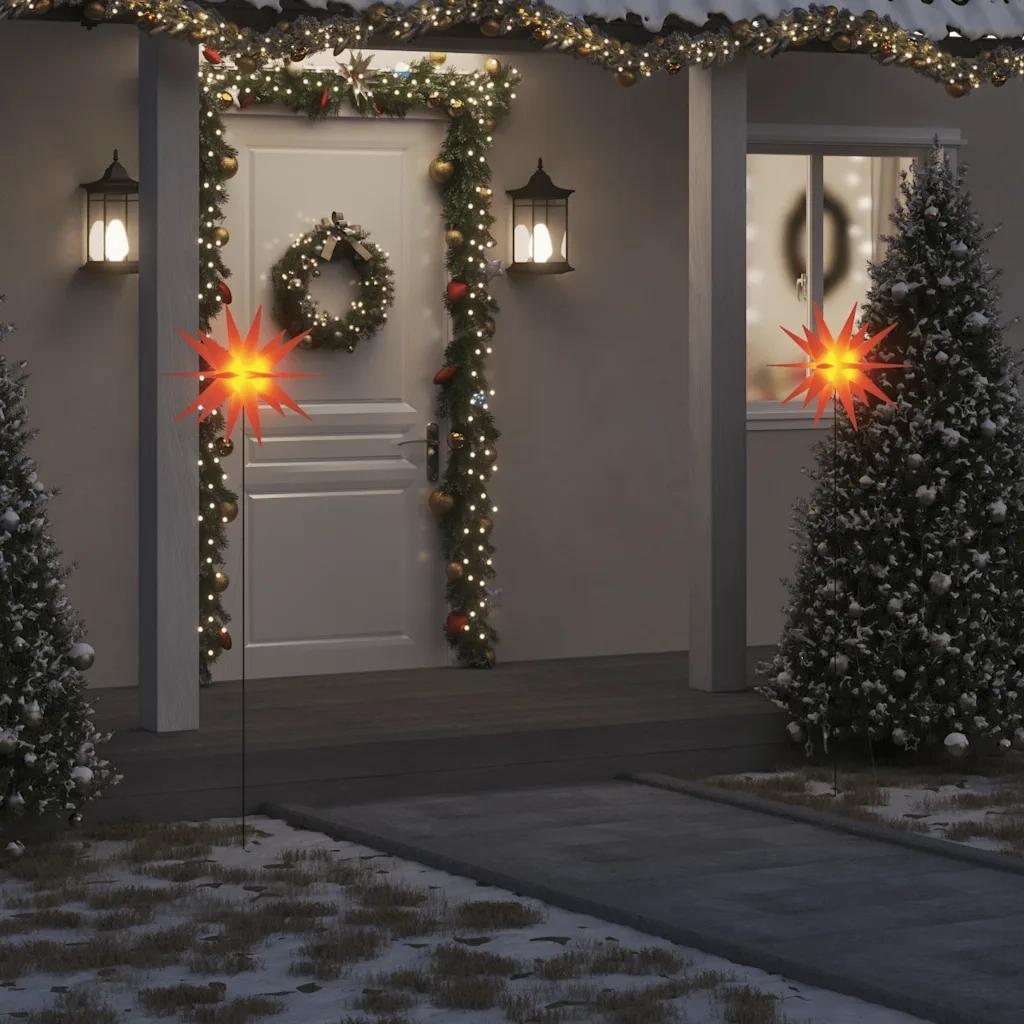 Luce di Natale con Picco Terra e LED Pieghevole Rossa 57 cm CFW3460224