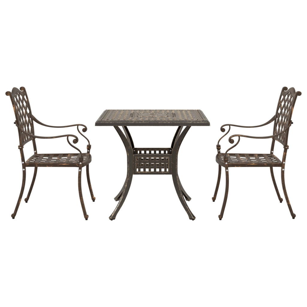 Set Bistro da Giardino a 3 Pezzi in Alluminio Fusione Bronzo