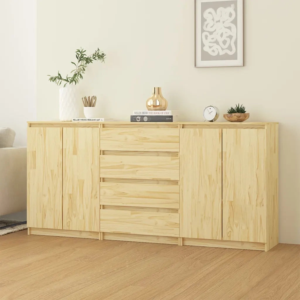 Credenze 3 pz | Madia | Buffet da pranzo | Armadio da pranzo in Legno Massello di Pino