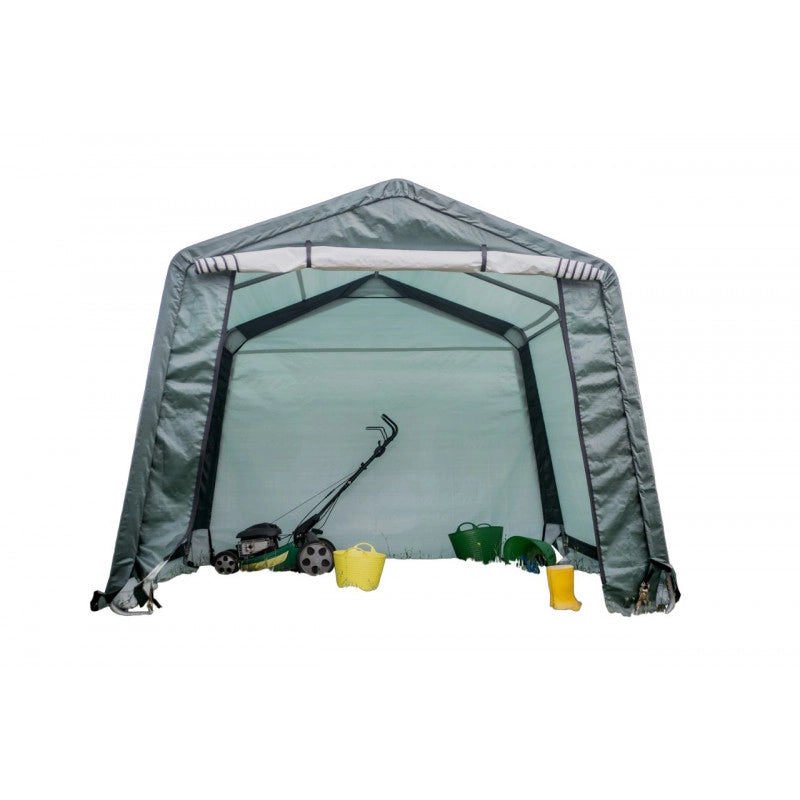 Casetta da giardino in telo rinforzato 3,05x3,05 m – polietilene 195 g/m² – porta zip alta 190 cm – AT3030 Foresta
