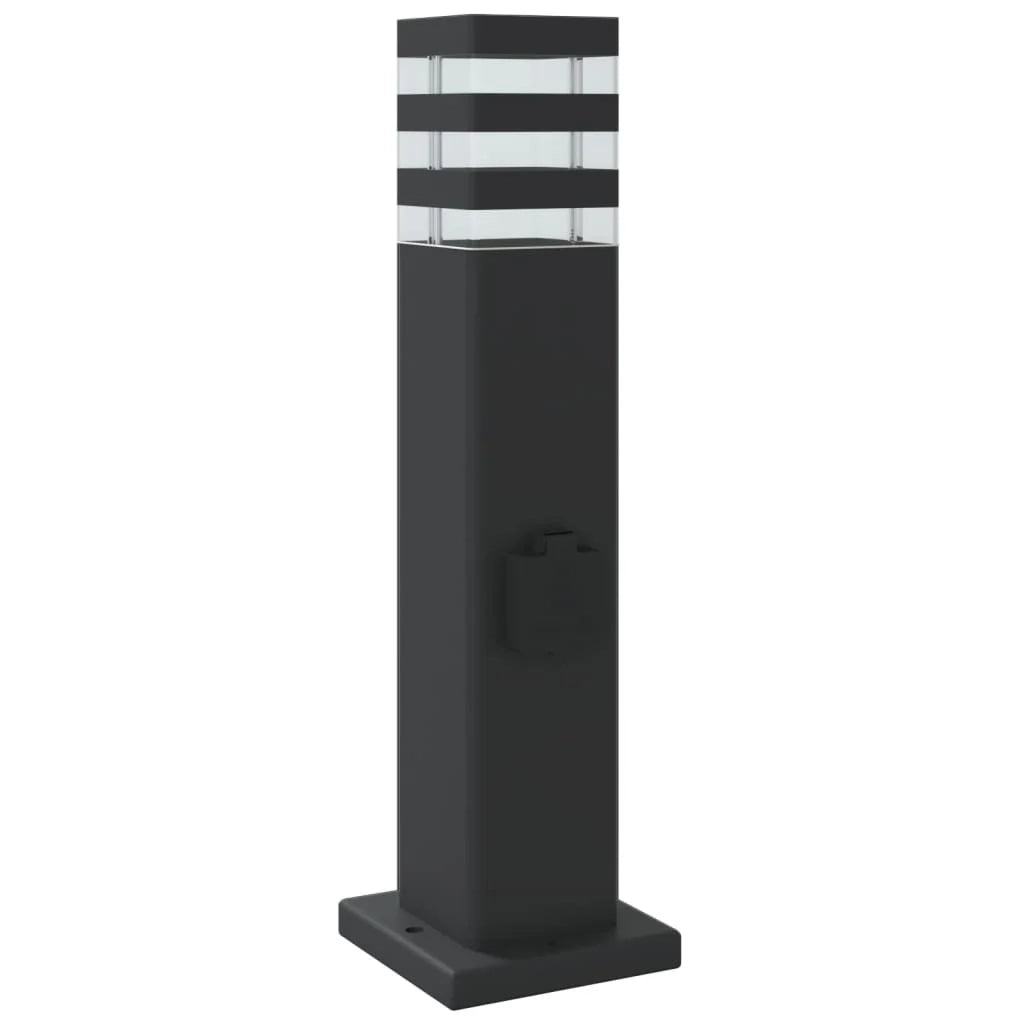 Lampione da esterno con presa 50 cm alluminio nero 02_0042529