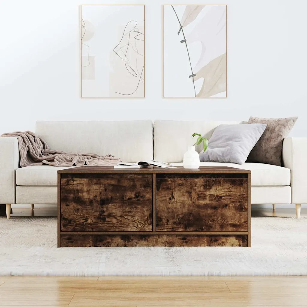 vidaXL Tavolino da Salotto con Cassetti Rovere Fumo 100x100x40 cm