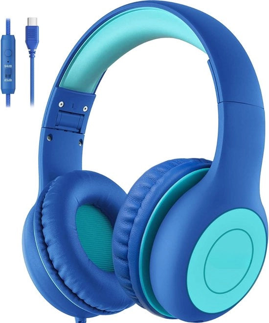Cuffia per bambini con cavo - Cuffia per bambini - Cuffia per computer con cavo - Regolazione del volume sicura - Scuola - Tablet - Laptop - Viaggi - Ascolto della musica