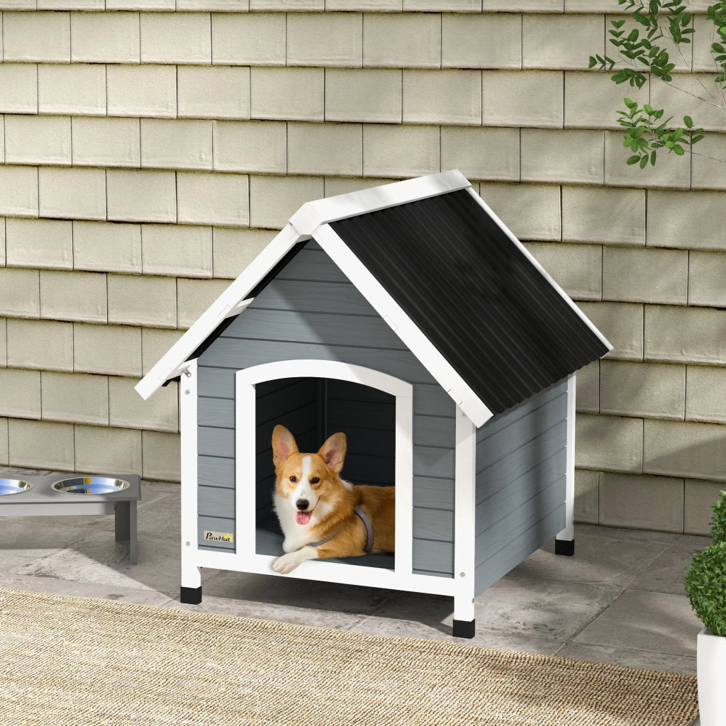 Casetta per cani ¨C zephmum ¨C Grigio/Nero, legno di abete, 75x88x82 cm
