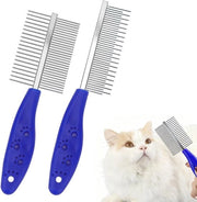 Doppio Kam per Animali Domestici - Doppio Faccia - Acciaio Inossidabile - Kam a Velo per Cane/Gatto - 2 Pezzi - Denti Rondati