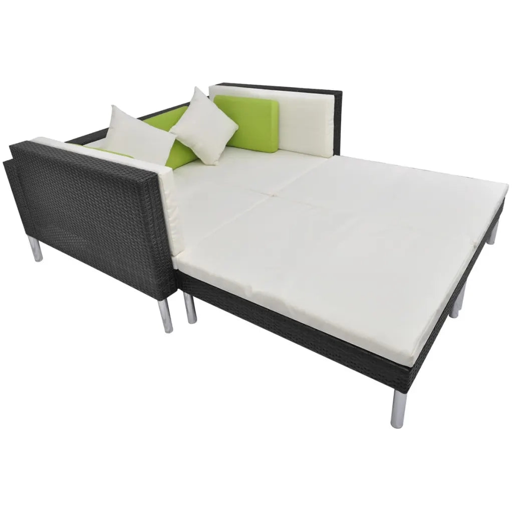 Set Divani da Giardino 4 pz con Cuscini in Polyrattan Nero cod mxl 36934
