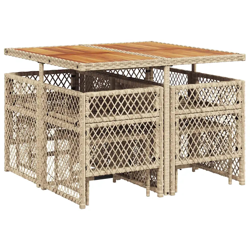 vidaXL Set da Pranzo da Giardino 9 pz con Cuscini Beige in Polyrattan