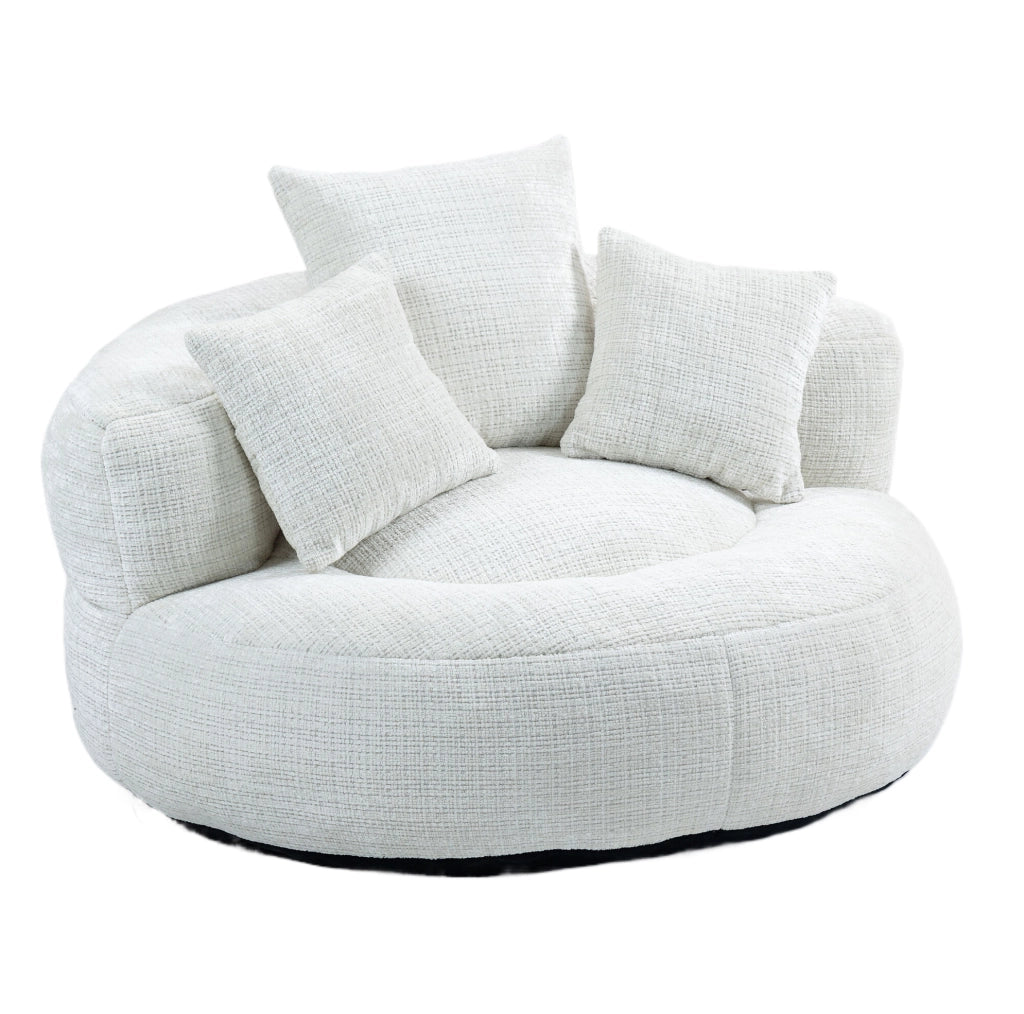Poltrona sacco 108x108x52 cm ampia e comoda in chenille beige