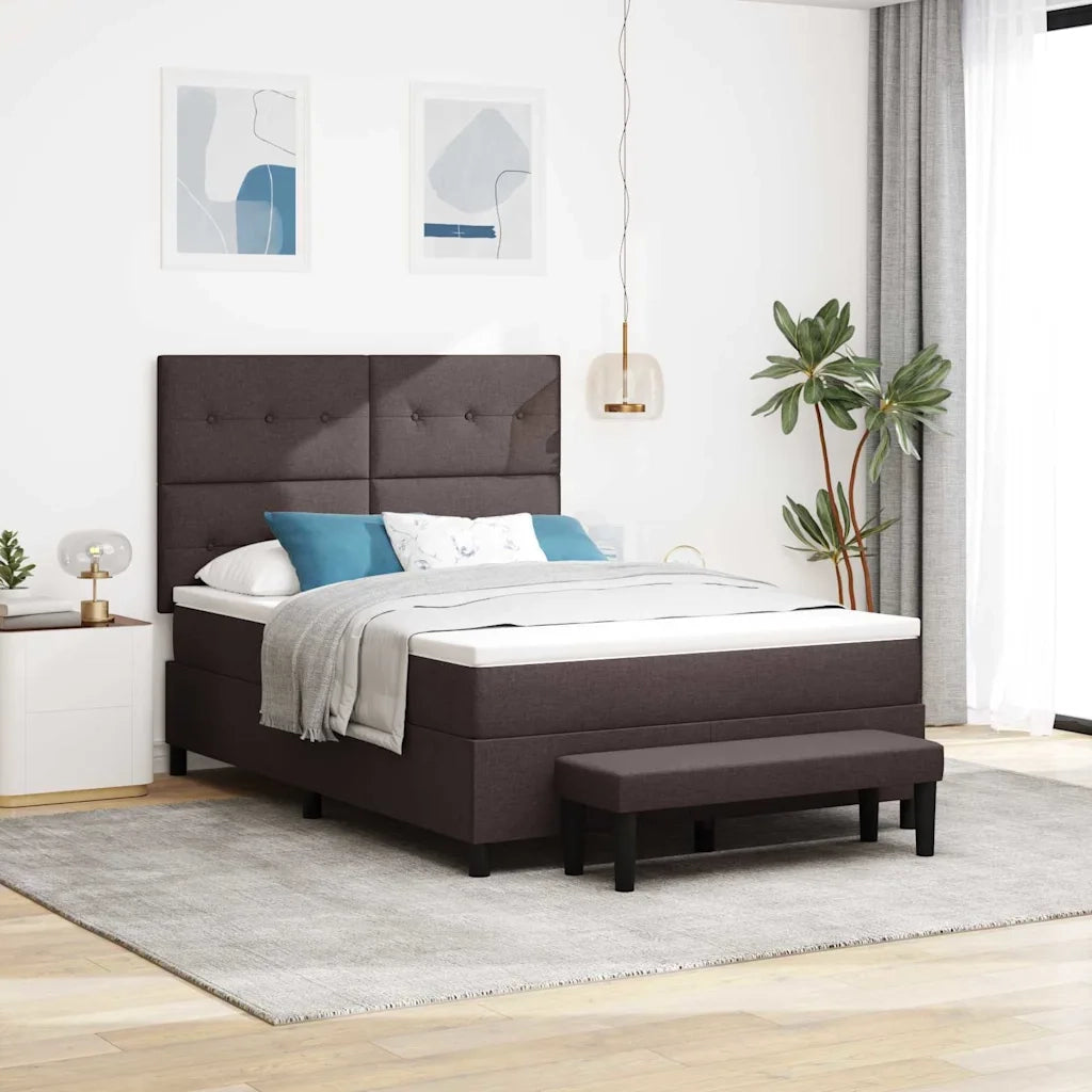 Letto a molle con materasso Marrone Scuro 140 x 200 cm Tessuto
