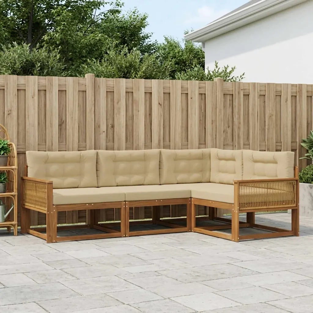 Set di divani da esterno con cuscino 4 pcs Naturale e Beige