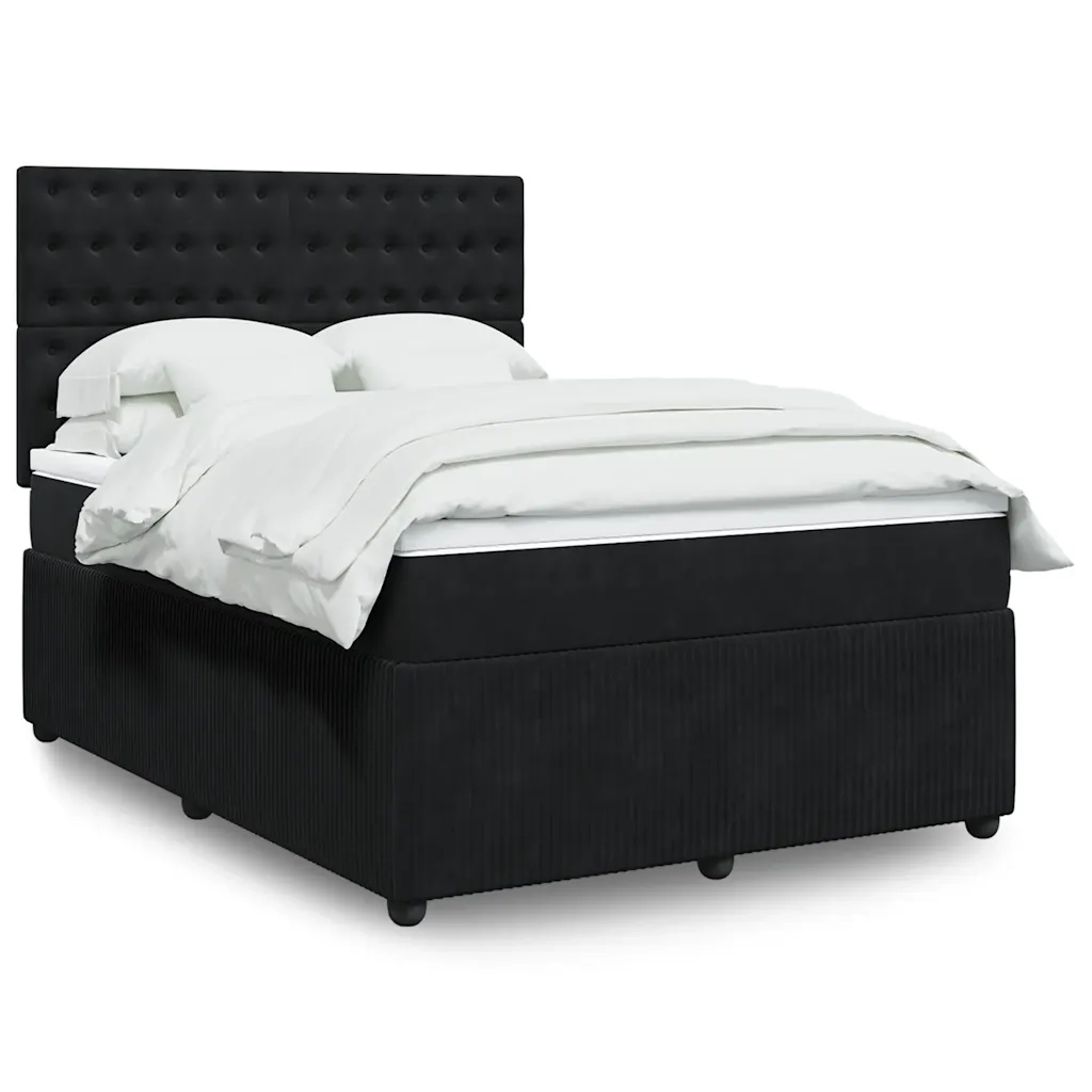 Giroletto a Molle con Materasso Nero 140x200 cm in Velluto 3294672
