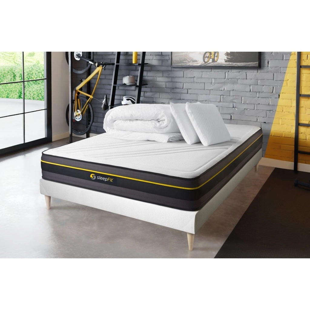 Pacchetto letto completo - Materasso 180x200cm + Box spring con doghe (kit) + 2 cuscini + Piumino - Active
