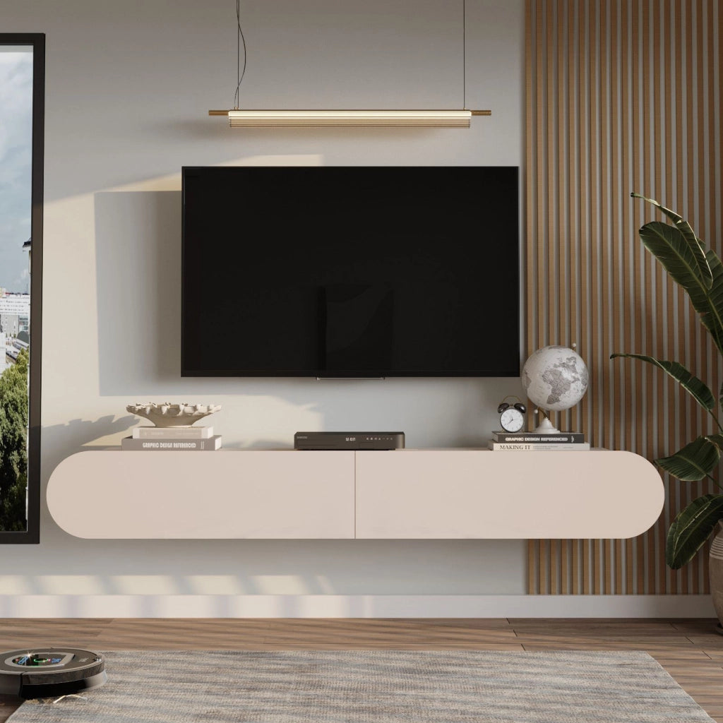Porta TV in legno "LUM1" - 180 x 31 x 29 cm - Crema