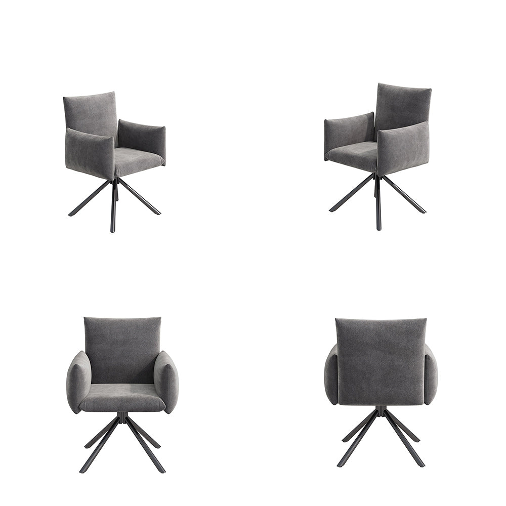 Sedia-Xylo-Lotto 4 girevole 360?? velluto grigio supporto lombare