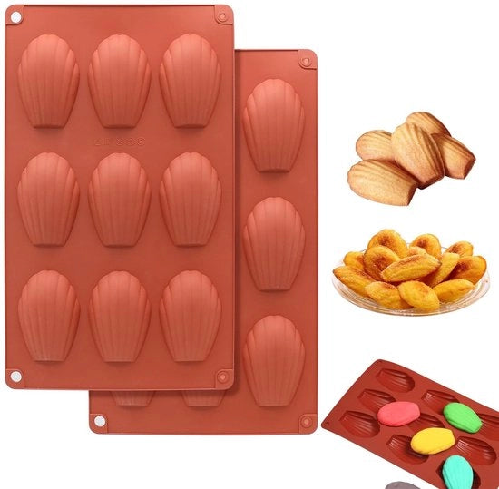 Mold per Silicone - 2 pezzi - 9 cavità - Strato antiaderente - Forma conchiglia - Per cioccolato/cake/dolci - Forma per torte